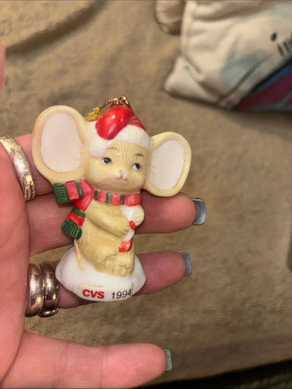 CVS 1994 Christmas Mouse Ornaments - Pair